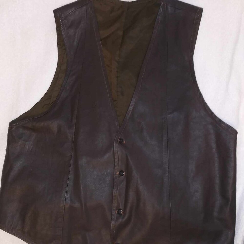 Vintage Handmade leather vest for men - Picture 2 of 11